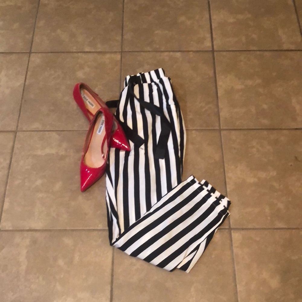 Stripped black and white pants